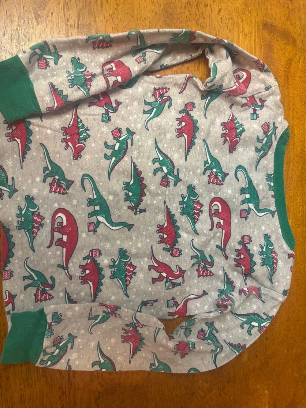 The Children's Place Grey Pajama Set with Green & Red Dinosaur Print